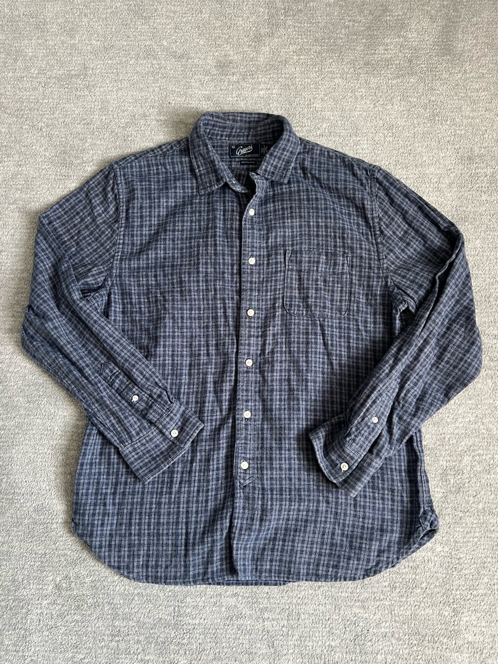 Grayers Blue/Gray Plaid Casual Button-Down Cotton Flannel Shirt Sz. XL